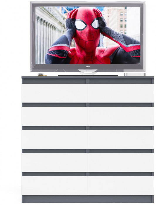 Мори Комод МК1200.10, цвет графит/белый, ШхГхВ 120,4х41х115 см.