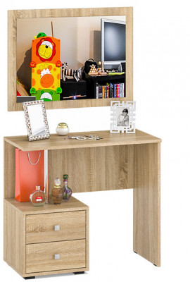 Камелия Стол косметический + Зеркало, цвет дуб сонома, ШхГхВ 85х40х145 см., НЕ универсальная сборка