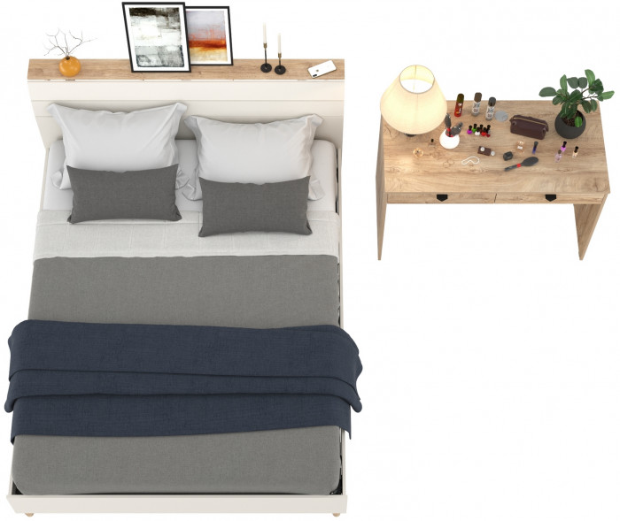 Муссон Кровать 11.41 + ортопед + Бостон 12.69, цвет дуб эндгрейн элегантный, сп. м. 1600х2000 мм., б/м