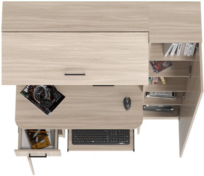 Стол рабочий 6-0603ТМяс.св Альфа, ясень шимо светлый