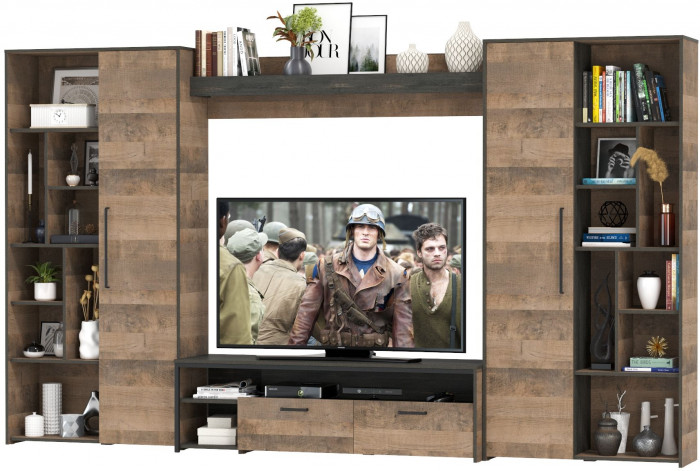 Трувор Гостиная 075, дуб гранж песочный/интра