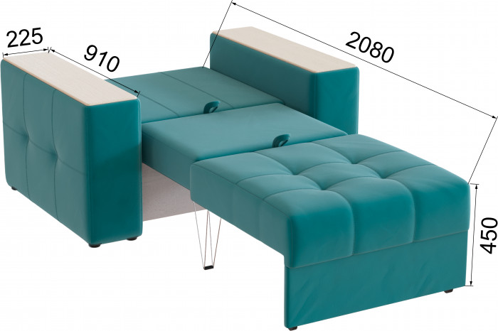 Кресло-кровать Виконт, Бирюза/Клен кремовый МДФ