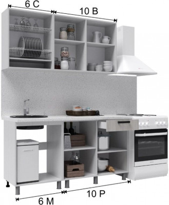 Кухонный гарнитур Осло 1,6м Сакура/Карбон вулкан