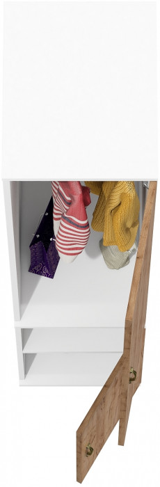 Лидер-8 Модуль Пенал МД 23Б, цвет белый шагрень/крафт золото, ШхГхВ 40х50х190 см., универс. сборка, глубокий пенал со штангой для одежды и полкой