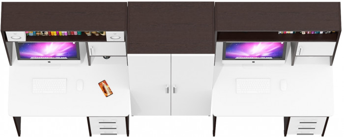 С-МД-СК9 Компоновка № 05, цвет венге/белый шагрень, ШхГхВ 274х70х160 см., НЕ универсальная сборка