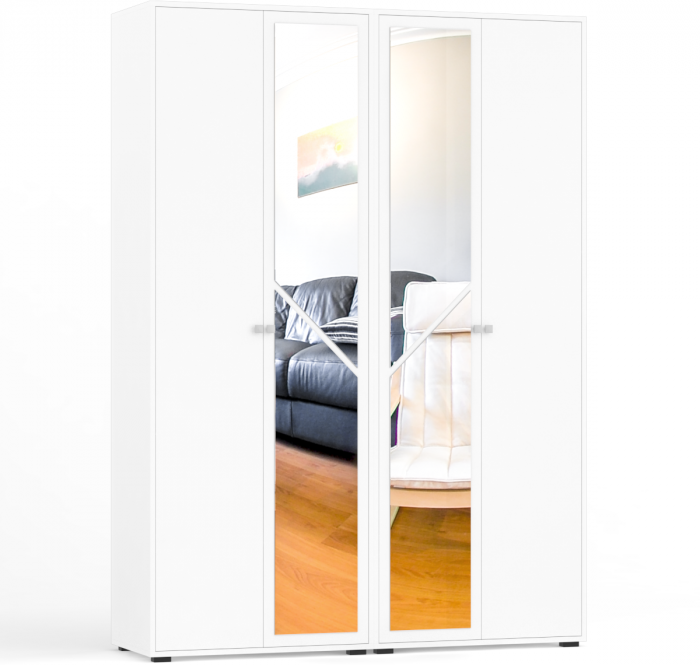 Камелия спальня № 11 Кровать с ящиками 1800 + Две тумбы + Комод + Шкаф 4-х створчатый, цвет белый, сп.м. 1800х2000 мм., б/м, основание есть