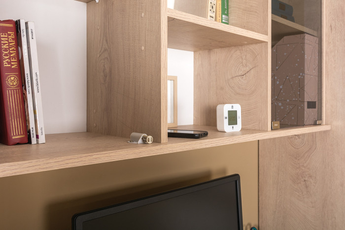 КР100 Бостон № 25, цвет дуб эндгрейн элегантный/фасады МДФ милк рикамо софт, 13.156+12.69+10.51, ШхГхВ 192х57,2х194,4 см., универсальная сборка