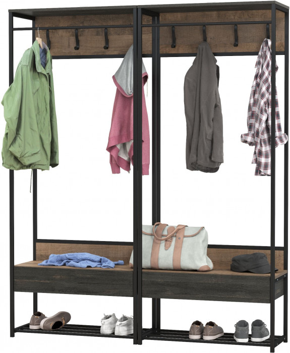 Трувор 15.120 Прихожая + 15.120 Прихожая, цвет дуб гранж песочный/интра, ШхГхВ 160х36,6х194,2 см.