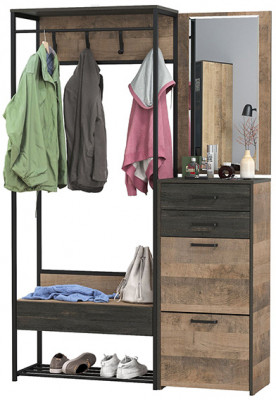 Трувор Прихожая 216, цвет дуб гранж песочный/интра, ШхГхВ 130х37х194,2 см., универсальная сборка