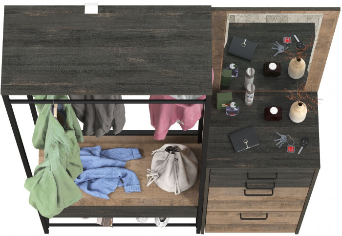 Трувор Прихожая 216, цвет дуб гранж песочный/интра, ШхГхВ 130х37х194,2 см., универсальная сборка