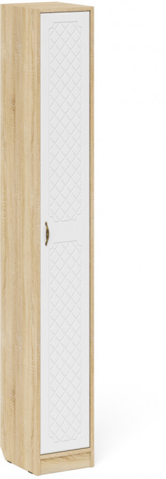 Прихожая П-6 Компоновка № 26, дуб сонома/фасады МДФ белое дерево фрезеровка ромб