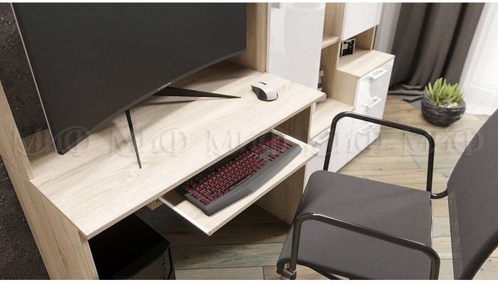 Компьютерный стол №6 (Сонома / Белый глянец)