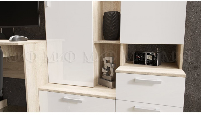 Компьютерный стол №6 (Сонома / Белый глянец)