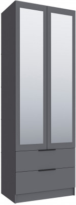 Шкаф Мадрид (0,8) с 2 ящ. с зеркалом, Графит серый