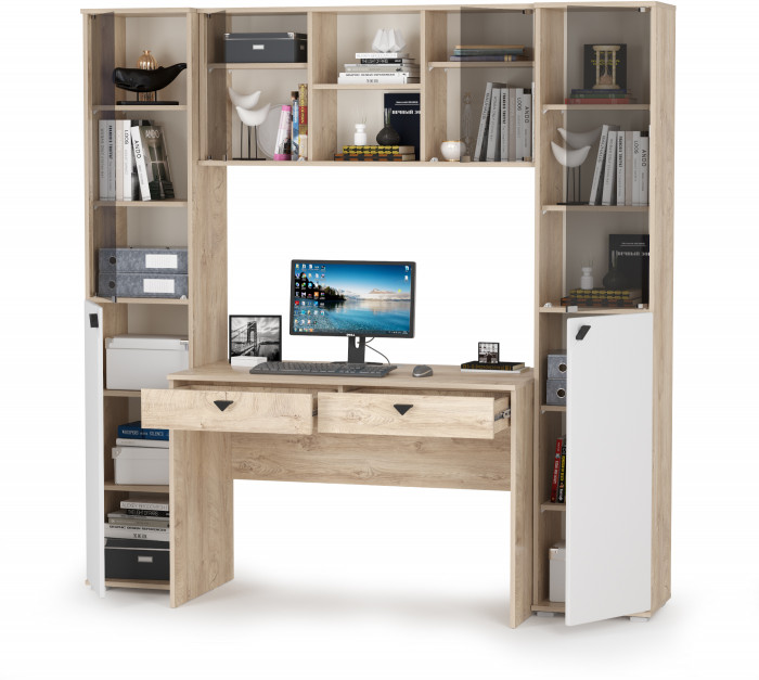 КР100 Бостон № 26, цвет дуб эндгрейн элегантный/фасады МДФ милк рикамо софт, 13.155+12.69+10.51+13.155, ШхГхВ 192,4х57,2х194,4 см.