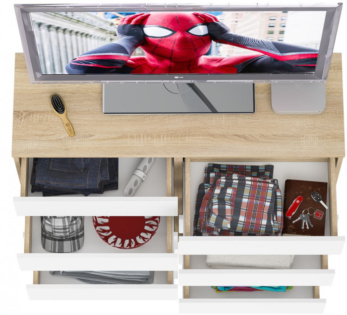 Мори Комод МК1200.10, цвет дуб сонома/белый, ШхГхВ 120,4х41х115 см.