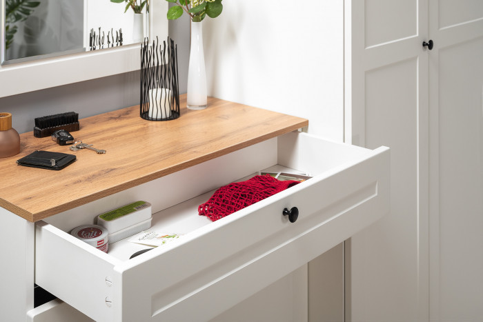 Остин Прихожая 35, белый шагрень/дуб крафт золотой