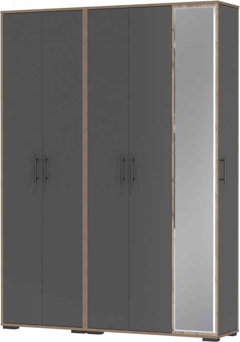 Прихожая Домино-мини + Шкаф для одежды Домино, дуб крафт табачный/графит