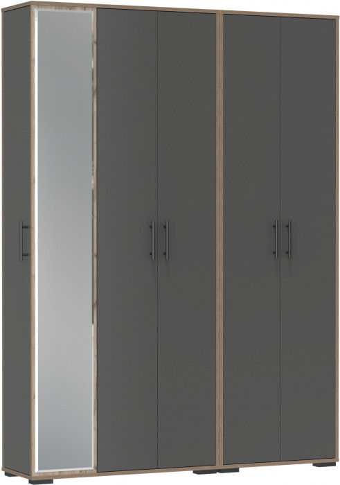 Прихожая Домино-мини + Шкаф для одежды Домино, дуб крафт табачный/графит