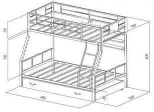 Двухъярусная кровать Гранада-1ПЯ, коричневая (Дуб Айленд, Черный)