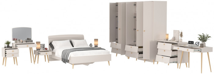 Афина Спальня 41-1400, цвет кашемир серый, сп.м. 1400х2000 мм., б/м, основание есть - фанера