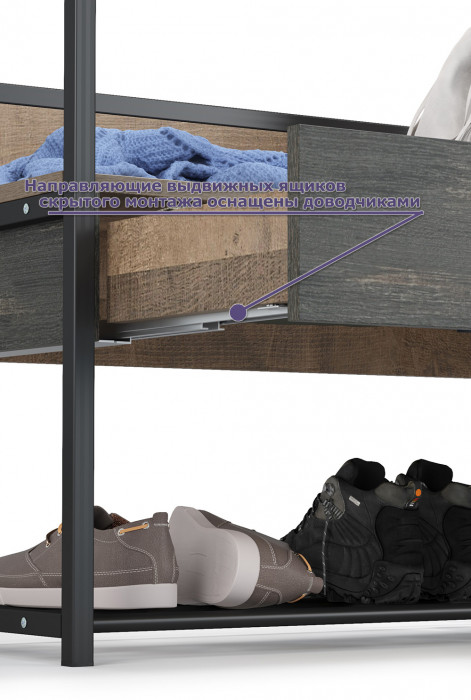 Трувор Прихожая 218, цвет дуб гранж песочный/интра, ШхГхВ 189х36,9х194,2 см., универсальная сборка