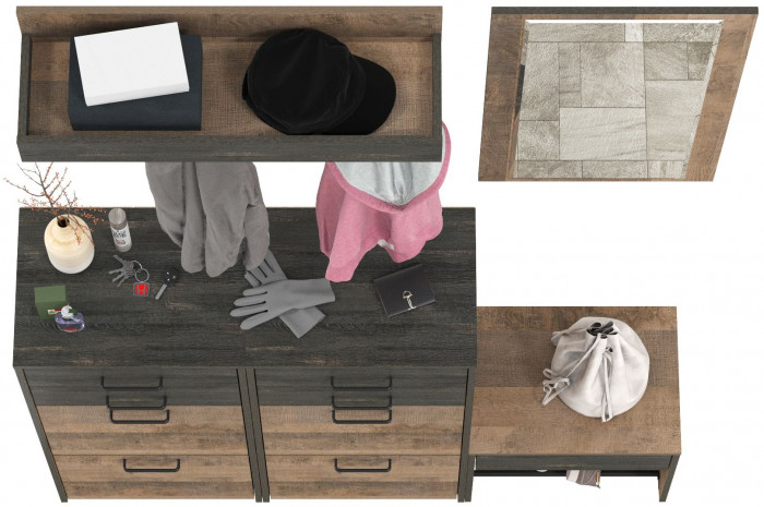 Трувор Прихожая 218, цвет дуб гранж песочный/интра, ШхГхВ 189х36,9х194,2 см., универсальная сборка