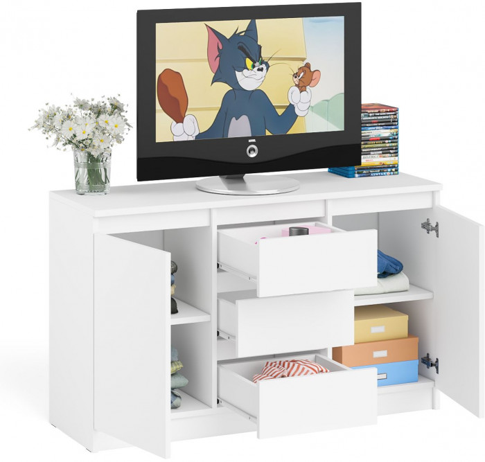 Мори Комод МК1200.3, цвет белый, ШхГхВ 120,4х41х73 см.