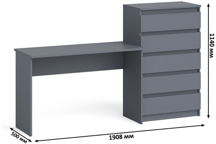 Мори письменный стол МСП1200.1 + Комод МК700.5, графит