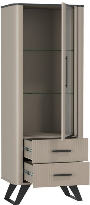 Фиделия шкаф витрина 76.02 серый камень / мрамор черный