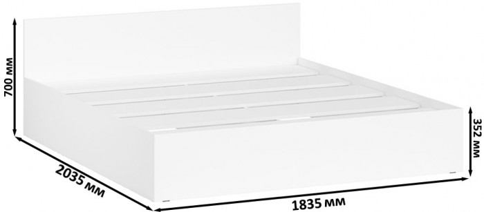 Мори Кровать 1800, цвет белый, ШхГхВ 183,5х203,5х70 см., сп.м. 1800х2000 мм., без матраса, основание есть