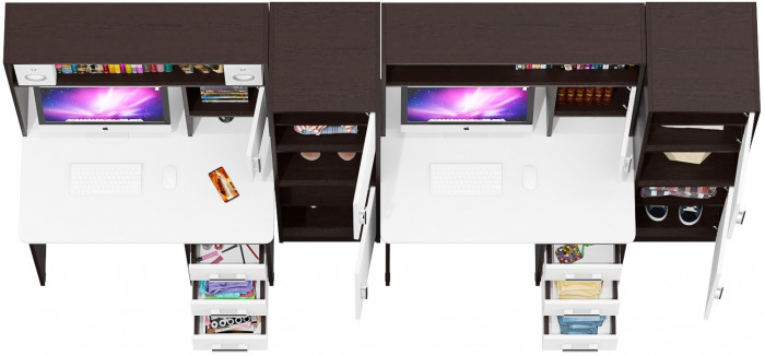 С-МД-СК9 Компоновка № 06, цвет венге/белый шагрень, ШхГхВ 290х70х160 см., НЕ универсальная сборка