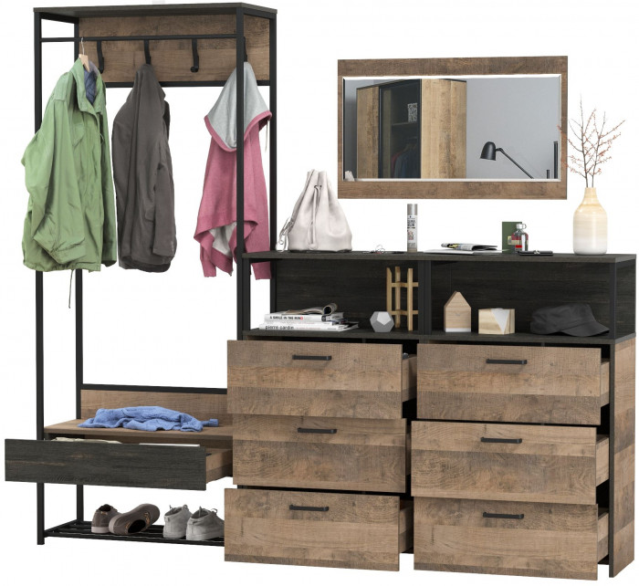 Трувор Прихожая 219, дуб гранж песочный/интра