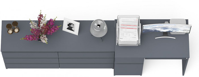 Мори компьютерный стол МС-1 левый + Комод МК1380.6, графит