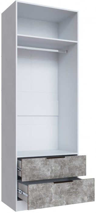 Шкаф Мадрид (0,8) с 2 ящ. без зеркала Белый/ателье светлое