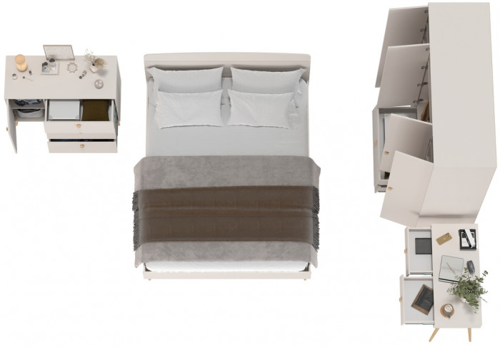 Афина Спальня 13-1600, цвет кашемир серый, сп.м. 1600х2000 мм., б/м, основание есть - фанера