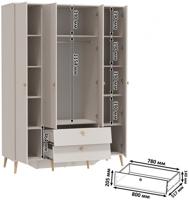 Афина Спальня 13-1600, цвет кашемир серый, сп.м. 1600х2000 мм., б/м, основание есть - фанера