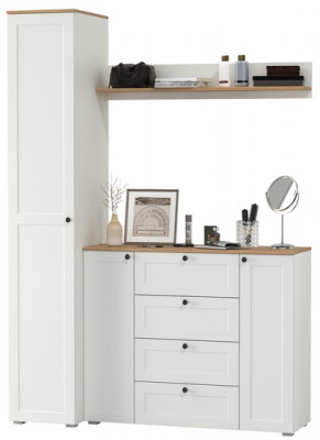 Остин Прихожая 63, цвет белый шагрень/дуб крафт золотой, ШхГхВ 160х54,3х229,6 см., универсальная сборка