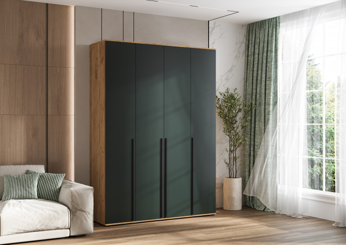 Норд Шкаф 4-х створчатый 1600, Дуб крафт/Изумрудный