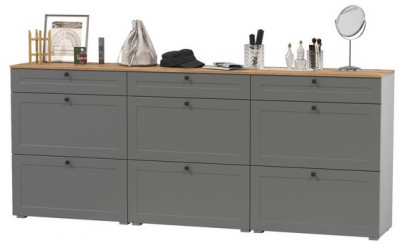 Остин 16.121 Тумба для обуви + 16.121 Тумба для обуви + 16.121 Тумба для обуви, серый графит/дуб крафт золотой