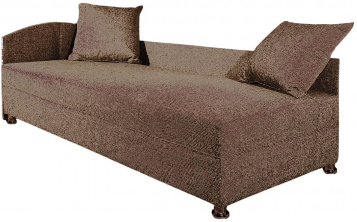Кровать тахта односпальная 80х185, левый угол, рогожка, коричневый