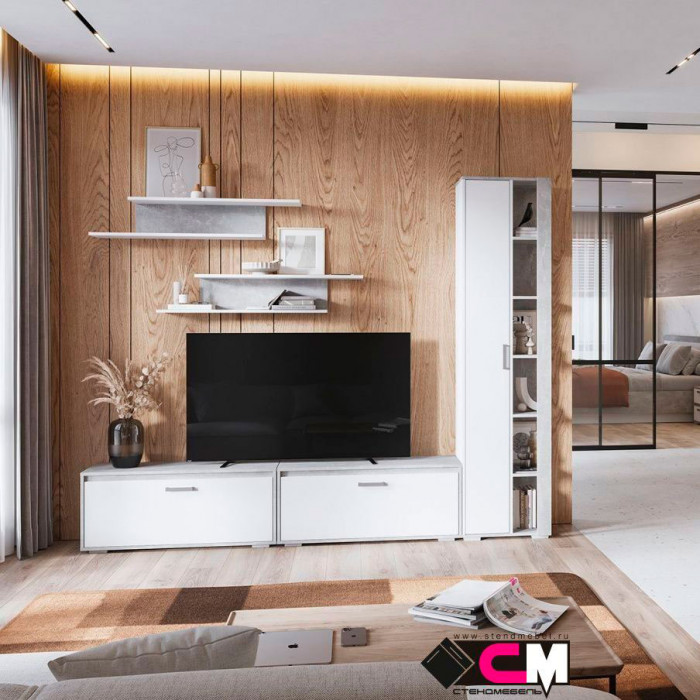 Денвер ТБ-02 Тумба (1000 х428х354) ателье светлый/белый