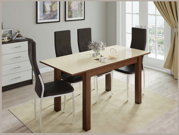 Стол обеденный Бруно 1100х700 орех шоколадный/лакобель ваниль