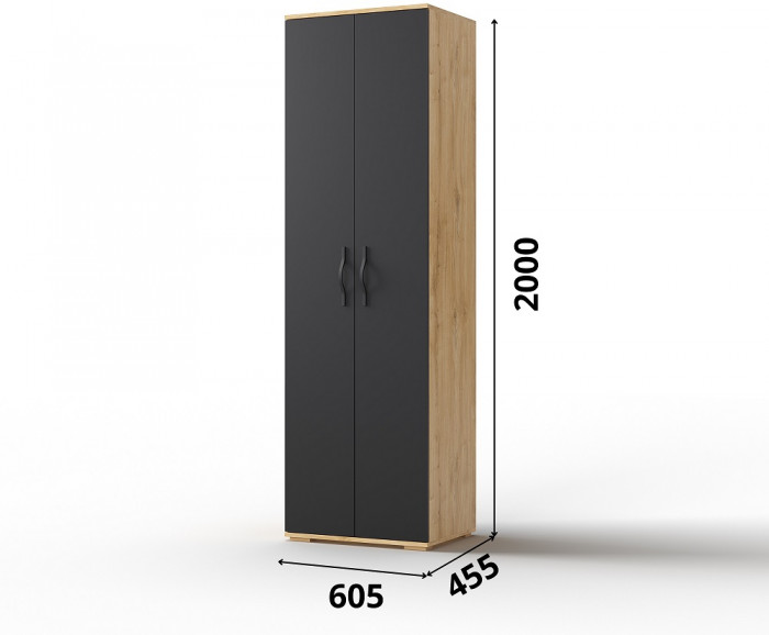 Шкаф для одежды "Элана" - Дуб наварра/Черный шагрень
