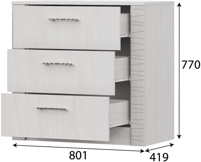 Гамма 20 Комод (3 ящика) Серия №4 Ясень анкор  светлый / Сандал светлый