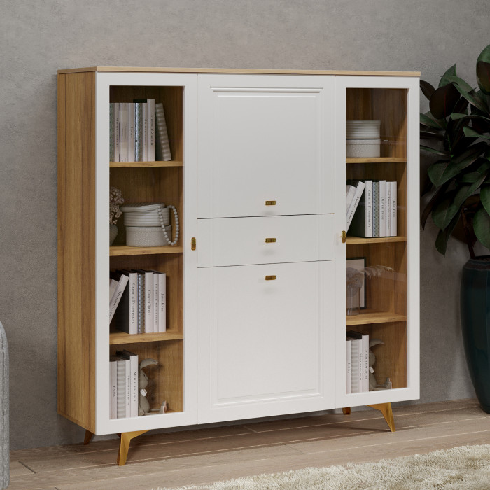 Шкаф низкий (2 стеклодвери) Вега Сапфир