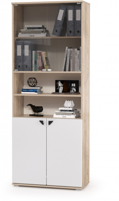 КР100 Бостон № 30, цвет дуб эндгрейн элегантный/фасады МДФ милк рикамо софт, 13.155+12.69+10.51+13.156, ШхГхВ 230,6х57,2х194,4 см., ун. сборка