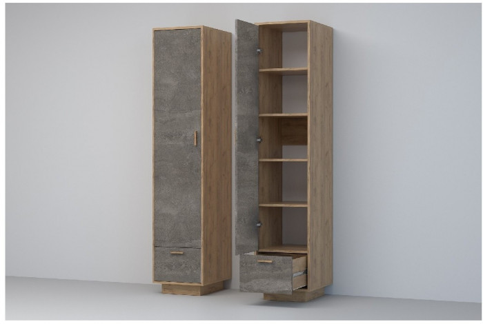 Эго Пенал П-1 ПД (Глянец Белый/Бетон Светлый)