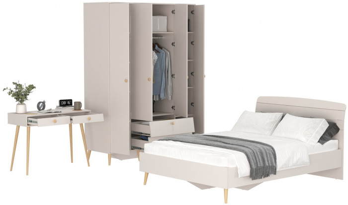 Афина Спальня 14-1400, цвет кашемир серый, сп.м. 1400х2000 мм., б/м, основание есть - фанера