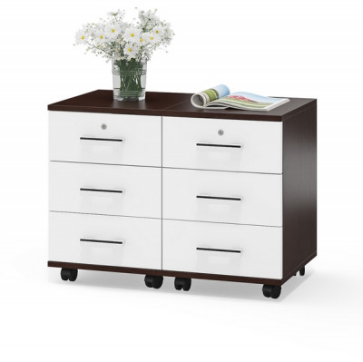 Две тумбы выкатных С-МД-3-02, цвет венге/белый шагрень, ШхГхВ 80х45х59 см.